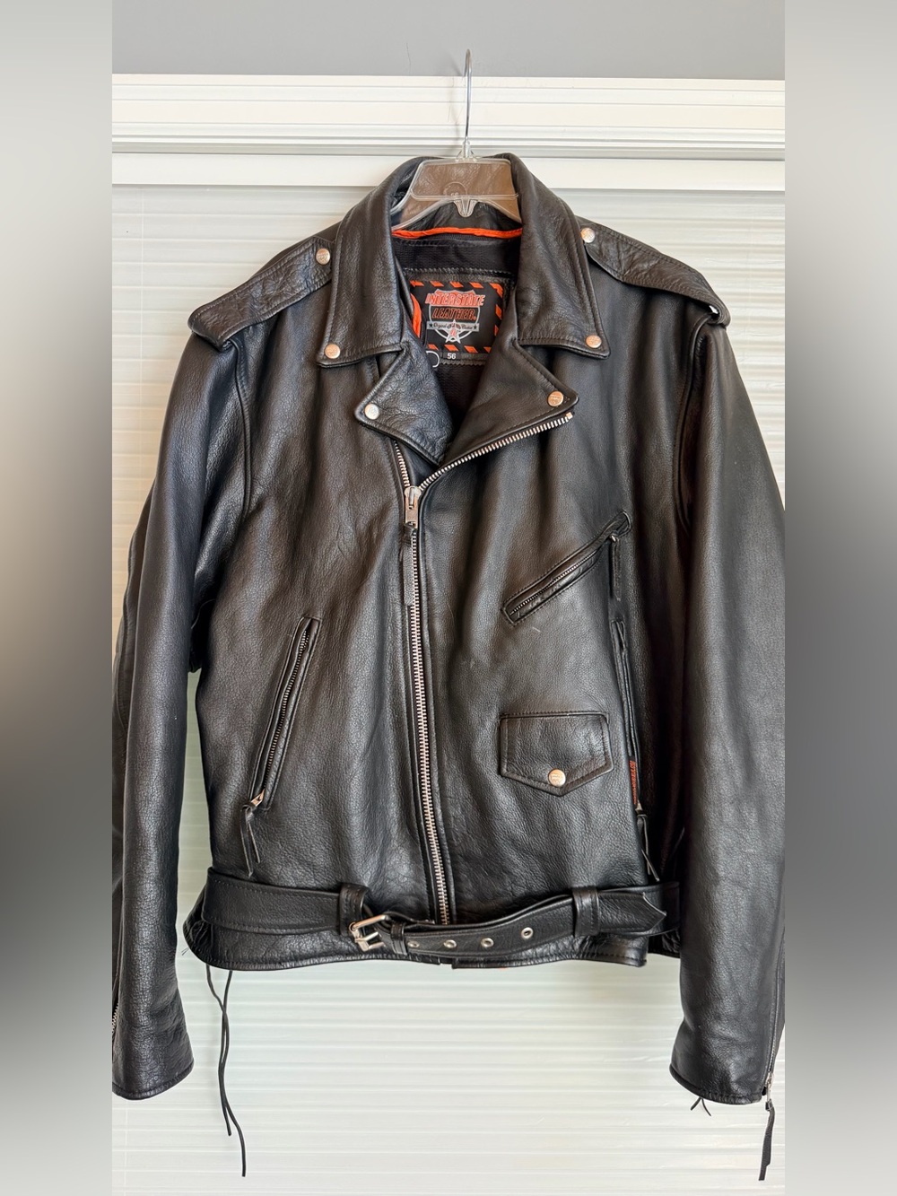 Interstate Leather Classic Men’s Motorcycle Biker Jacket - Size 56